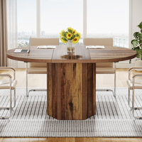 Oval Conference Table, 55.12 L X 39.37 W X 29.53 H Inches Small Meeting Table For 6 People, Rustic Wooden Meeting Seminar Table With Round Base For Of by Millwood Pines