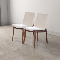 Moitreo Italian Style Modern Comfy Solid Wood Linen Fabric Dining Chair by Corrigan Studio