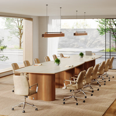 Simple 79-Inch Sintered Stone Conference Room Table for 6-8 People by Upper Square