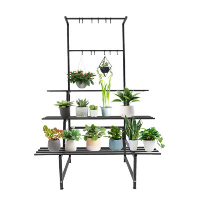 3TierPlantStandMetalPlantHolder WithHangingRods by Arlmont & Co.