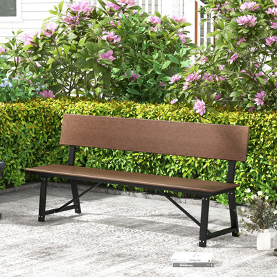 1PC Patio 4-Person Bench 72” Extra Long Bench w/ All-Weather HDPE Seat & Back by Hokku Designs