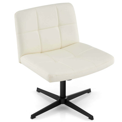 Ebern Designs Criss Cross Chair Cross-legged Office Chair With Oversized U-shaped Seat No Wheels by Ebern Designs