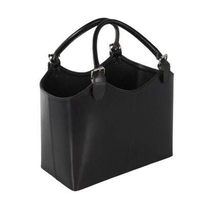 Cole And Grey Leather Handmade Box Style Single Slot Magazine Holder With Detail Stitching And Curved Buckle Handles by Latitude Run
