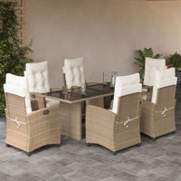 Patio Dining Set With Cushions Poly Rattan by Red Barrel Studio