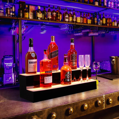 LED Lighted Liquor Bottle Shelf,LED Bar Shelves With Remote & App Control by Wrought Studio