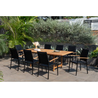 Ibiza 9 Pc Outdoor Patio Extendable Rectangular Dining Set 100% FSC Teak Wood & Aluminum by Urban Elements