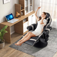 Goplus Massage Gaming Recliner Height Adjustable Racing Swivel Chair With Cup Holder by Inbox Zero