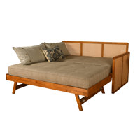 Bruke Daybed with Pop-Up in Honey Includes Mattresses by Bayou Breeze