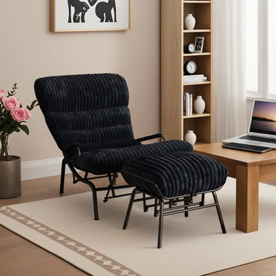 Rocking Chair with Ottoman, Glider Recliner with Footrest, Lazy Accent Armchair with Comfy Cushion for Living Room Bedroom Office, Cloud Plush Corduro by 17 Stories