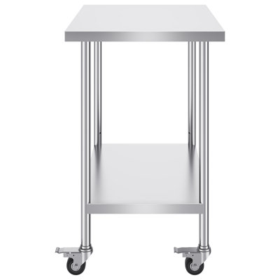 Throggs Rolling Kitchen Cart with Stainless Steel Top