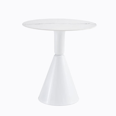 Westbury White Marble Effect Dining Table -27.5" Round Pedestal Dining Table by Wrought Studio