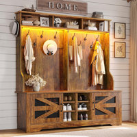 Hall Tree With Bench And Shoe Storage, 5-In-1 Entryway Bench With Coat Rack by Gracie Oaks