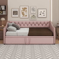 Twin Size Upholstered Daybed With Pop Up Trundle