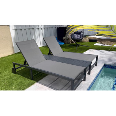 Outdoor Double Chaise Lounge With Independently Adjustable Backrest Tanning Daybed Reclining Lovesaet For Pool Beach Garden Patio Lounge by Latitude Run