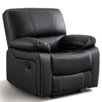 Breathable Leather Cushion Back Stitching Manual Recliner Chair by Latitude Run