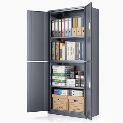 Herschmann 71" Metal Garage Storage Cabinet with Locking Doors, 4 Adjustable Shelves for Home Office by Hokku Designs