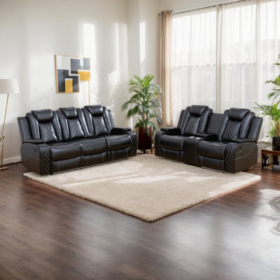Jaylianiz 2 - Piece Breathable Leather Power Reclining Living Room Set with LED Lighting