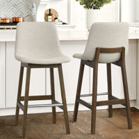 28" Upholstered Low Back Solid Wood Kitchen Dining Bar Stool