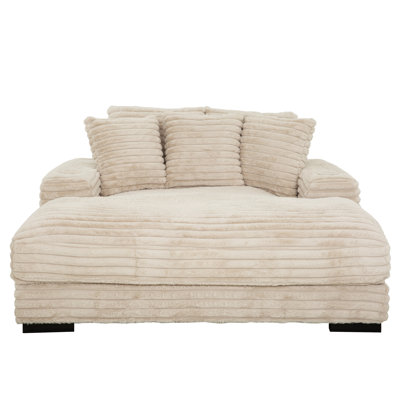 Adasha 67" Corduroy Chaise Lounger Sleeper with Wood Frame, Cupholders and USBs by Latitude Run