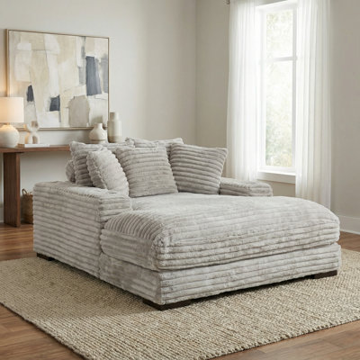 Adasha 67" Corduroy Chaise Lounger Sleeper with Wood Frame, Cupholders and USBs by Latitude Run