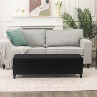 Katonia Linen Blend Upholstered Storage Bench by Ebern Designs