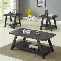 Runak Runak Contemporary 3-Piece Wood Shelf Coffee Table Set,Coffee table*1: 48"W x 24"D x 19"H &End table*2: 24"W x 22"D x 23"H by Gracie Oaks
