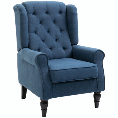 Button-Tufted Accent Chair with High Wingback, Rounded Cushioned Armrests and Thick Padded Seat by Alcott Hill