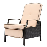 2-pcs Set Patio Outdoor Wicker Rattan Recliner with Cushion by Lark Manor
