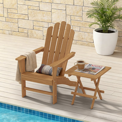 Teak Adirondack Chair with Table 2PCS by Beachcrest Home
