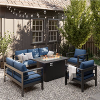 5-Person Sofa Seating Group With Fire Pit Table