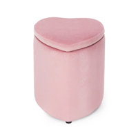 Hello Kitty Heart Storage Ottoman Chair, Velvety Fabric Padded Makeup Stool with Comfy Polyurethane Foam by Mercer41