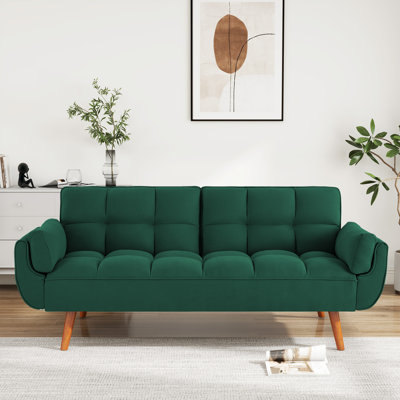 Jackelien Full / Double 75.4" Upholstered Futon Sofa Bed, Modern Convertible Sleeper Couch Daybed with Adjustable Armrests for Studio, Apartment, Offi by George Oliver