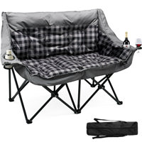 Oversized Double Camping Chair, Folding 2 Person Camping Chair, Fully Padded Chair with Carrying Bag