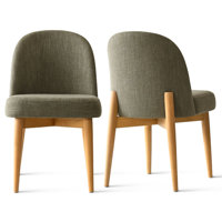 Linen Upholstered Parson Chair with Solid Wood Legs by George Oliver