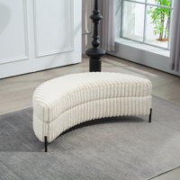 Upholstered Half Crescent Moon Storage Bench Large Ottoman by Latitude Run