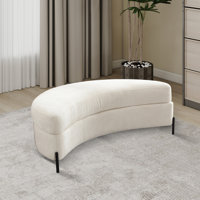 Upholstered Half Crescent Moon Storage Bench Large Ottoman by Latitude Run