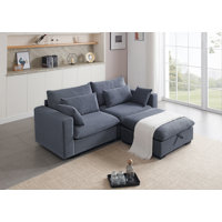 Ablo Modular Loveseat Sofa Couch With Reversible Storage Ottoman by Ebern Designs