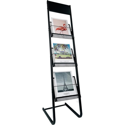 Floor Standing 3 Layer Magazine Rack, Brochure Display Stand, Made Of High-Hardness Metal, Suitable For Exhibitions, Offices, And Any Organization Req by Rebrilliant