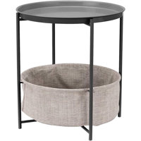 Round Storage End Table, Side Table with Cloth Basket 17.7 x 17.7 x 18.9 in by Ebern Designs