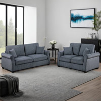 2 Piece Corduroy Upholstered Sofa Set With Thick Back And Seat by Lark Manor