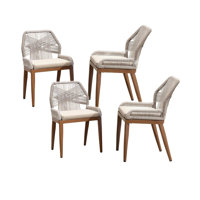 Patio Dining Chair Set 4 Pieces Metal Wicker Rattan Chairs For Outside Porch Garden Kitchen Modern Outdoor Furniture Seating by Corrigan Studio