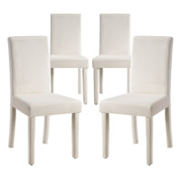 Sudha Velvet Upholstered Dining Chairs, Full Tufted Trim Dining Room Kitchen Side Chair With High Curved Back & Wood Legs, Modern Minimalist Parsons C by Mercer41