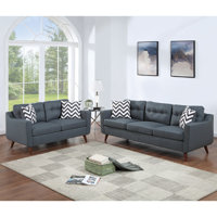 2 Piece Linen-Like Fabric Upholstered Sofa Set With Tufted Back by George Oliver