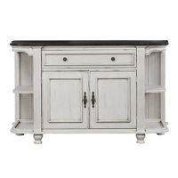One Allium WayAggappora Sideboard With Storage Cabinet And Drawer | Two-Tone Antique White & Walnut Brown Wood | Dining Room, Kitchen Buffet Server
