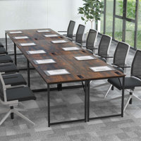 17 Stories Set Of 6 Meeting Room Desk With Charging Station & Headphone Hook Metal Frame Brown by 17 Stories