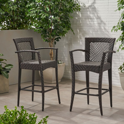 46" Wicker Barstool (Set of 2) by Red Barrel Studio