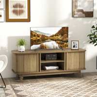 Ebern Designs Tv Stand For Tv Up To 55 Inch Television Cabinet With 2 Open Shelves Sliding Doors
