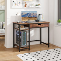 17 Stories 40" Computer Desk w/ Charging Station Drawer & Adjustable Shelf Headphone Hooks by 17 Stories