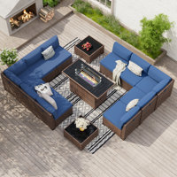 Treyshun 10 - Person Outdoor Seating Group with Fire Pit Table by Latitude Run