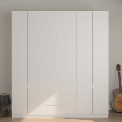 6-Door large Armoire Wardrobe Closet with 3 Drawers & 2 Hanging Rod, White (70.9â€W x 24.33â€D x78â€H) by Latitude Run